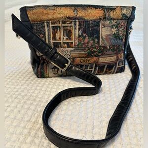 SAS Vintage Shoulder Bag Satchel Tapestry Leather Trim‎ Louis Compartments USA